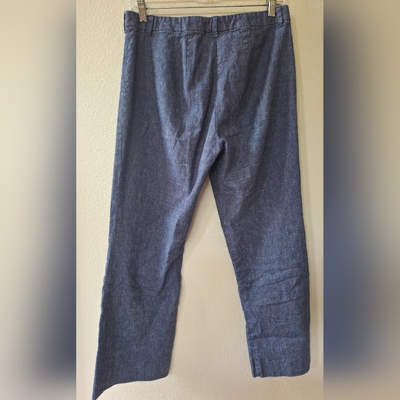 'S Maxmara Womens Crop Linen Blend Relaxed Fit Pants Denim Look Size 10 - Picture 6 of 6
